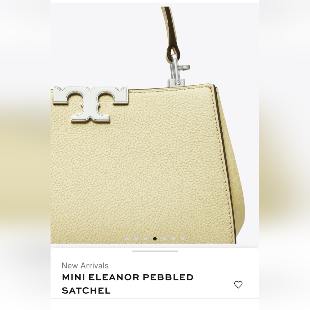 NWT. Tory Burch Mini Eleanor Pebbled Satchel. Lemon Sugar. - Picture 11 of 11